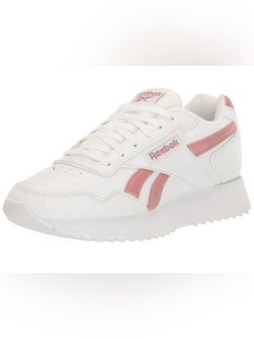 Reebok Women's  Ripple Doubke White Sneakers with Pink Accents